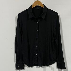 Theory Men's Classic Black Collared Button-Up Shirt